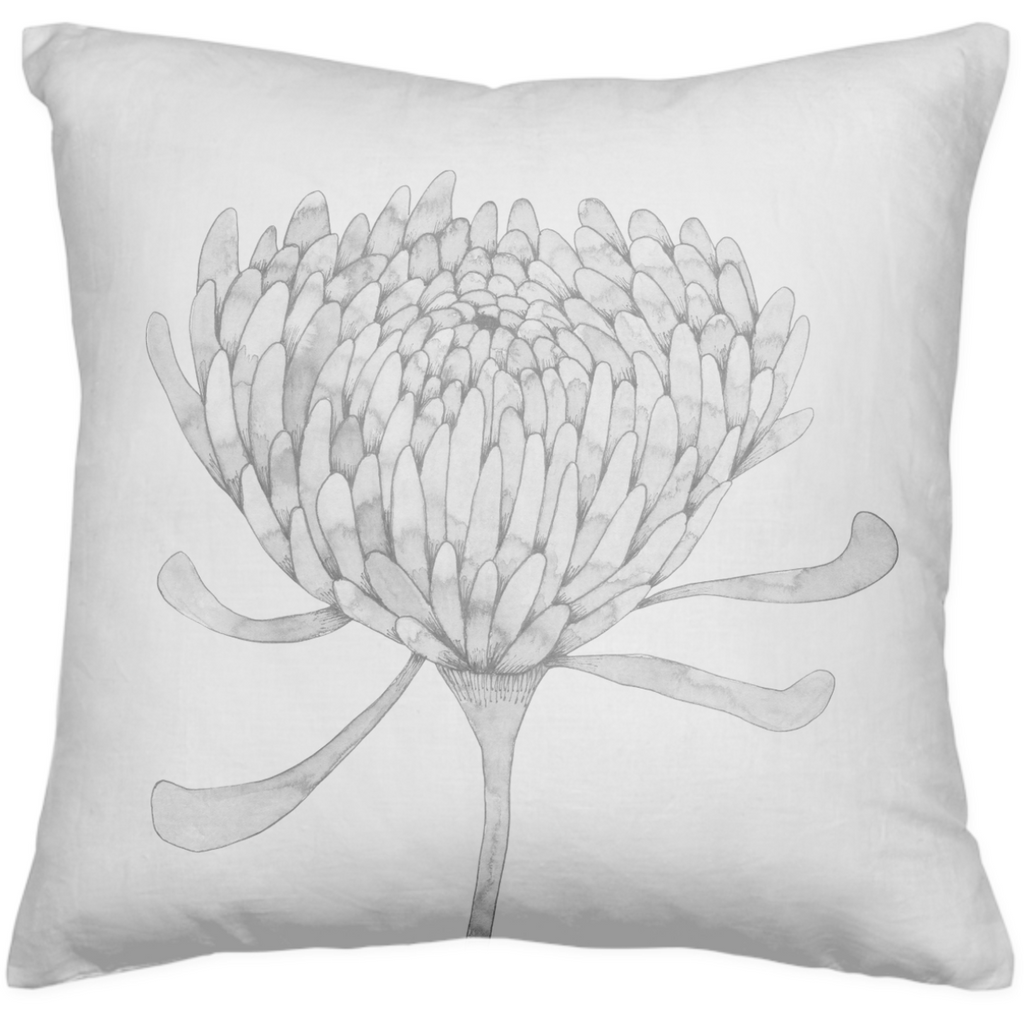 Ink Chrysanthemum Throw Pillow