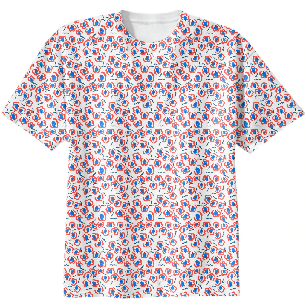 Red blue floral