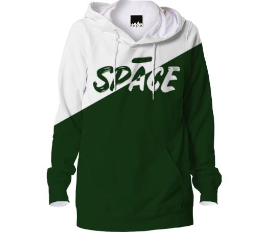 Negative Space Hoodie White and Dark Green