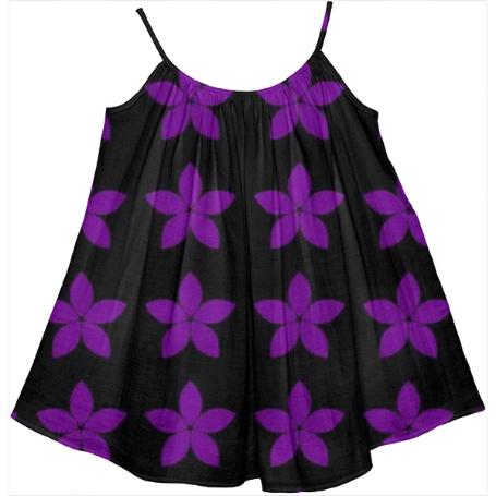 Black and Purple Floral Print Kids Tent Dress