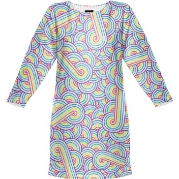 Rainbow and white swirls doodles Sweatshirt Dress