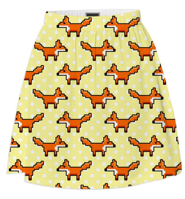 Pixel Fox in Polka Dot Skirt