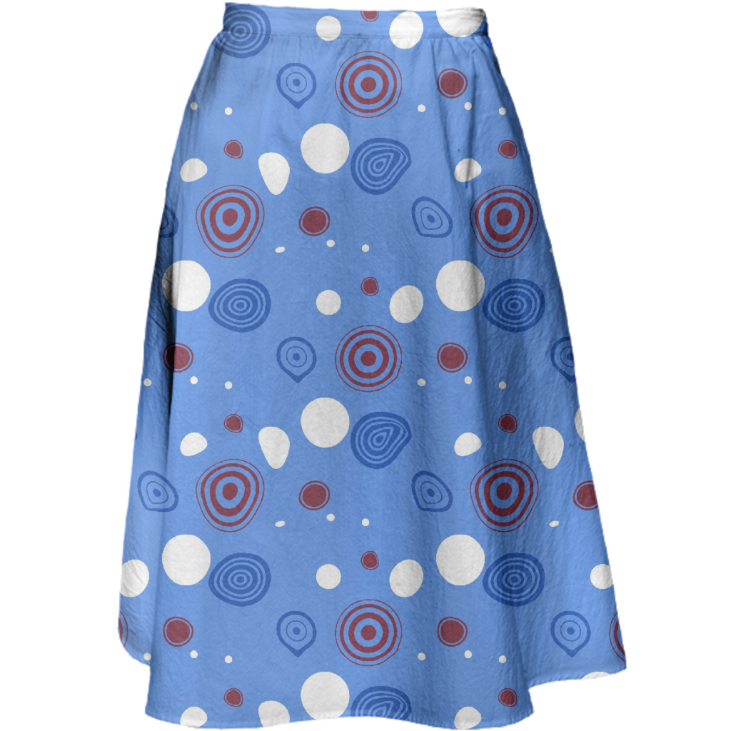 Ocean Waves Polkadots Midi Skirt