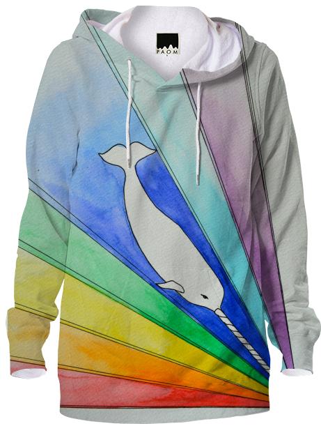 White Gnarwhal in the Rainbow Sea