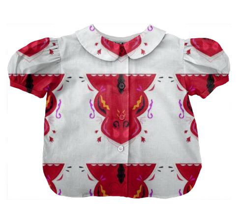 Little Kids designers blouse with Ornaments RED WHITE