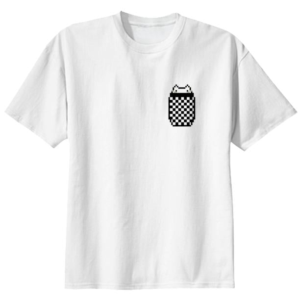 Fake Pocket Tee with Cat Checkered Smaller Pocket