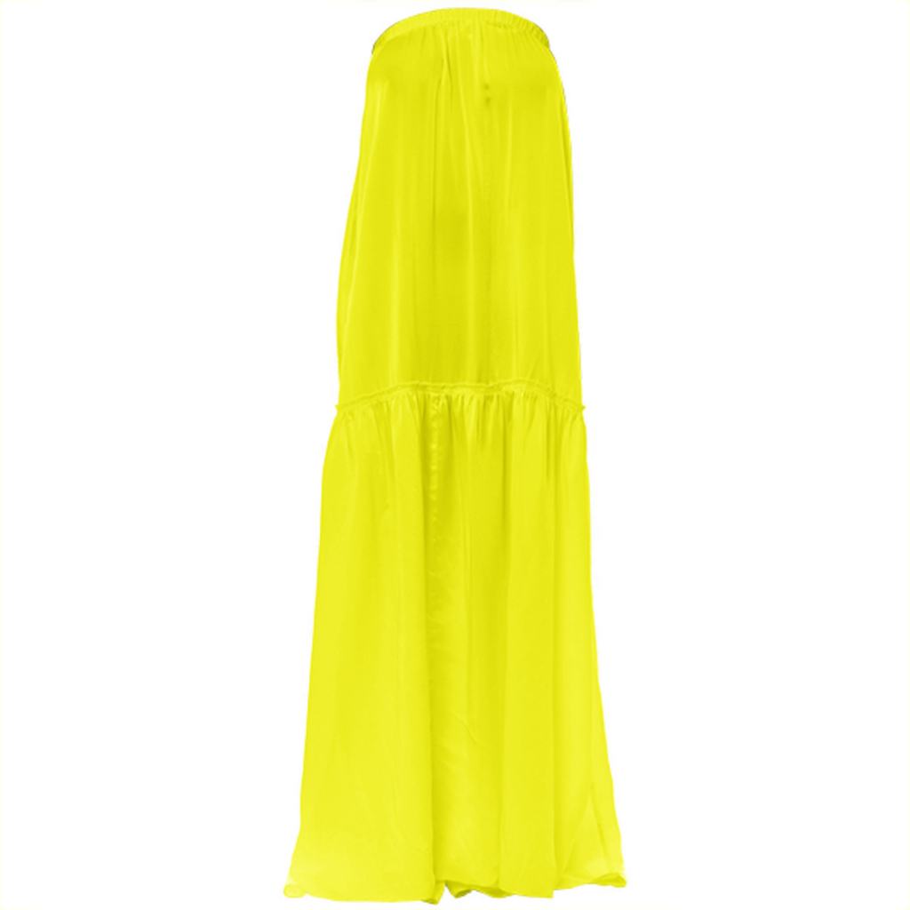 color yellow VP strapless silk dress