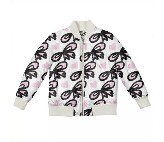 Kids Little Pink Bows Bomber Jacket