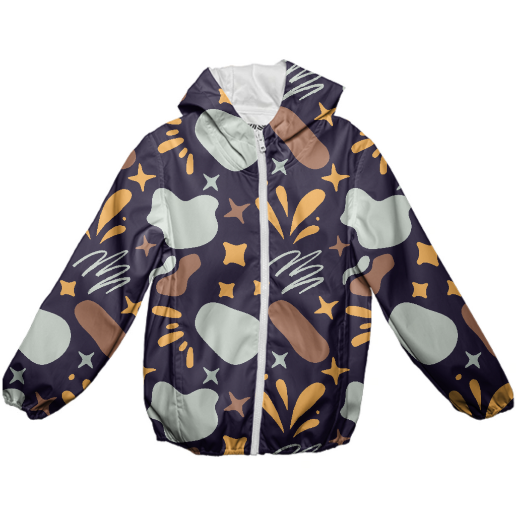 Pastel summer kids rain jacket abstract flowers and stones