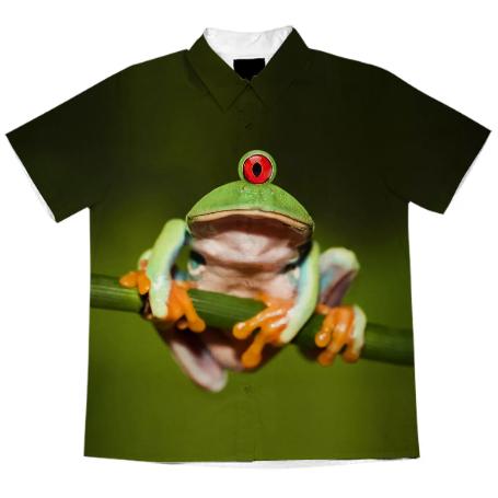 Funny Conceptual Cyclopic Frog Short Sleeve Blouse