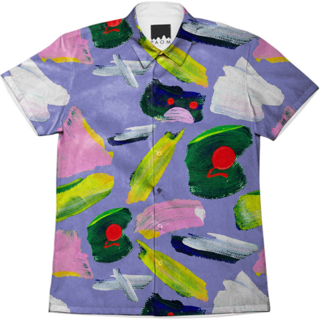 hand painted pouting kitty neon yellow pink green and red