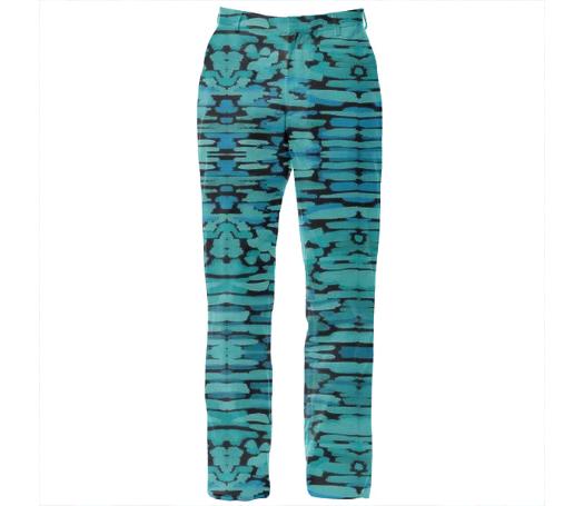 Turquoise Ikat Suit Pants by Amanda Laurel Atkins