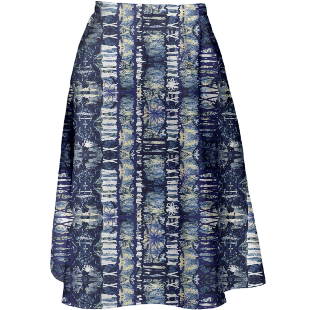 Shibori Indigo Midi Skirt