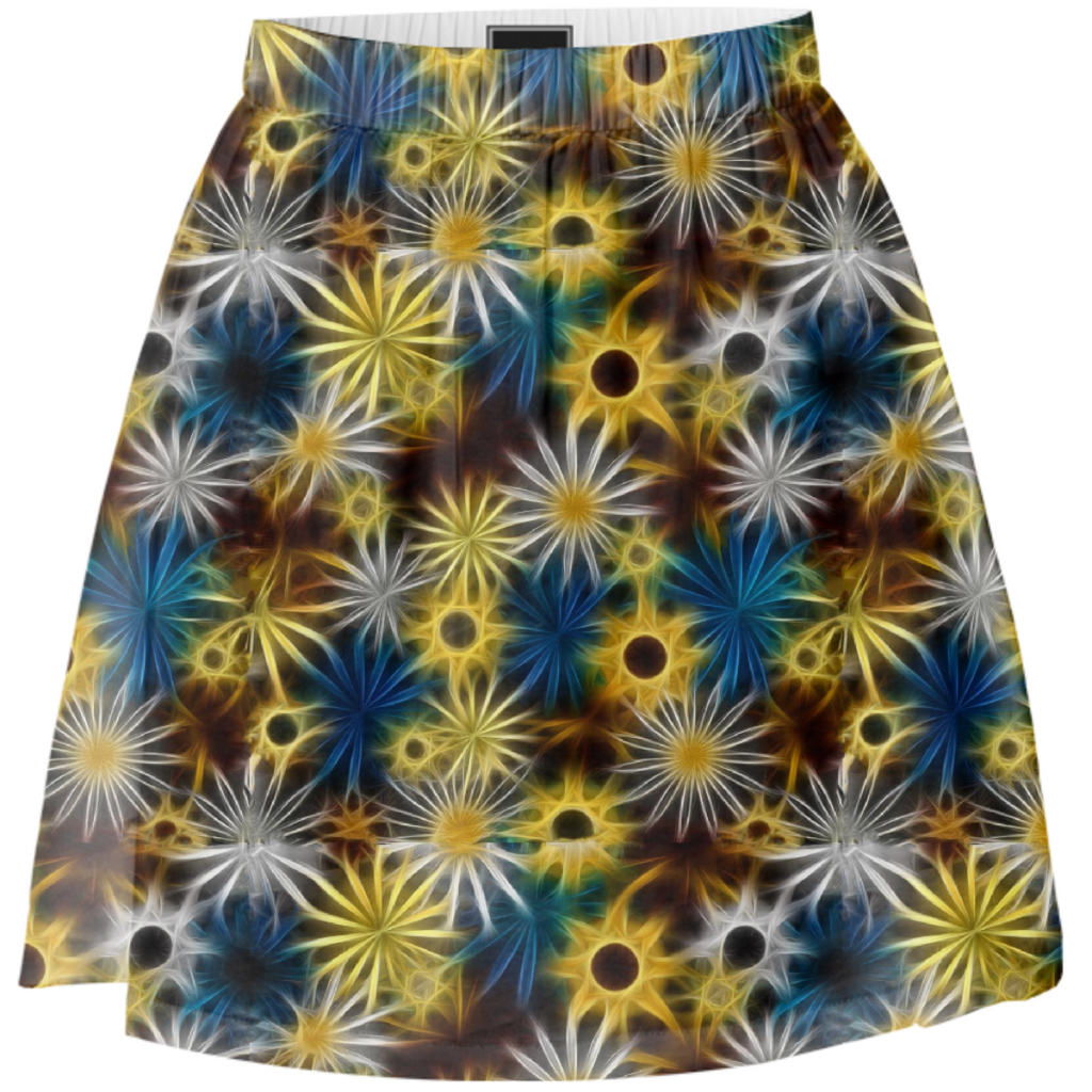 Blue and Yellow Daisies Summer Skirt