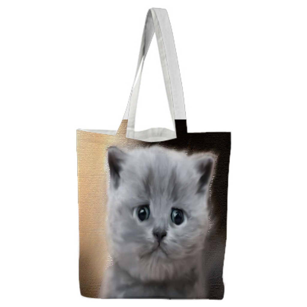 sad cute cat design on bag