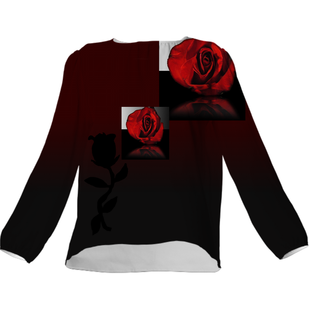 Red Rose Reflection Silk Top