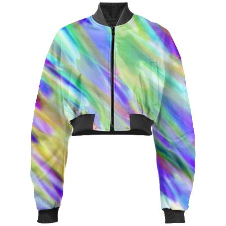 Colorful digital art splashing G401 GABRIEL HELD CROPPED BOMBER JACKET
