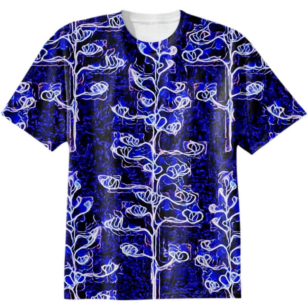 herbs in winter aurelia, winter twilight, minimalism, linear drawing, white on blue