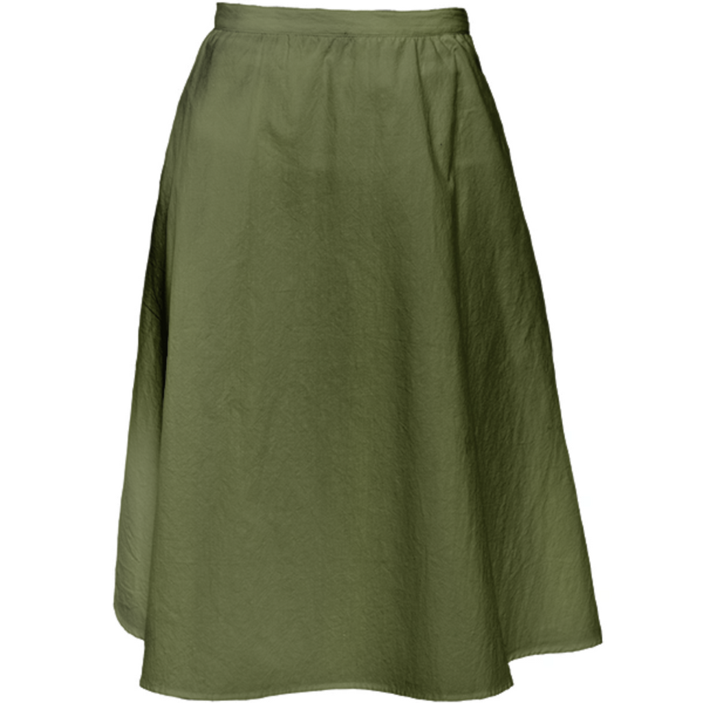Solid Army Green Color Midi Skirt
