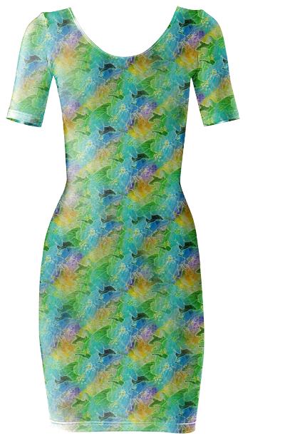 Colorful Glow Floral Print Body Dress
