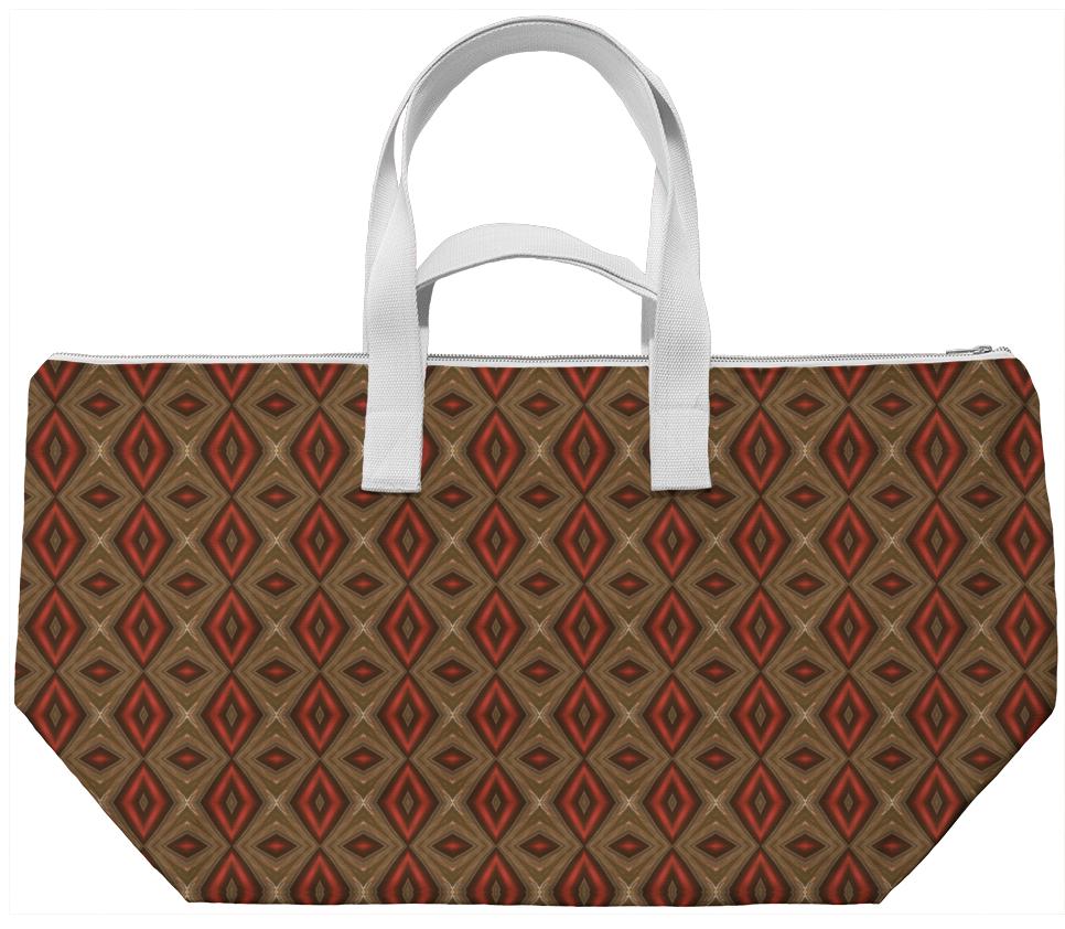 Red And Gold Abstract Print Weekend Bag