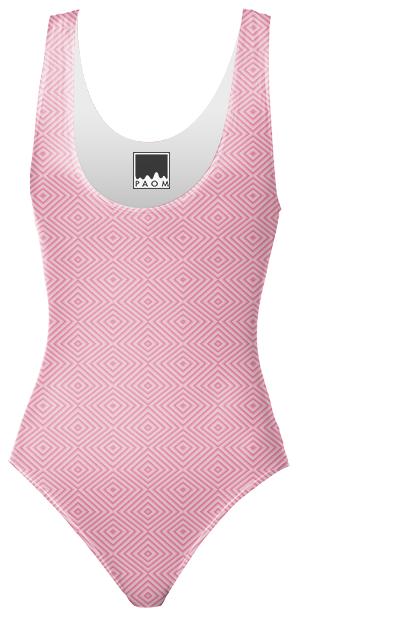 Pink Diamond Pattern Swimsuit