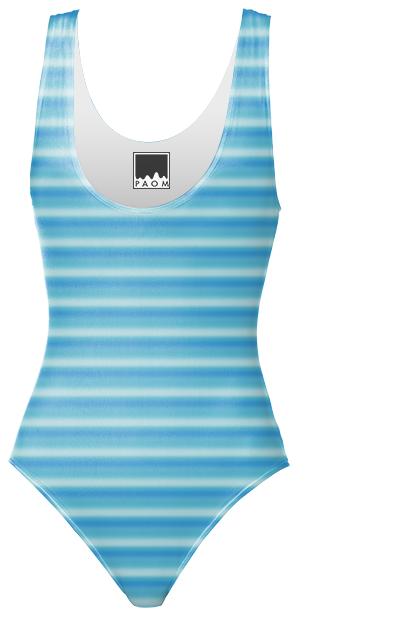 Blue Ombre Striped Swimsuit