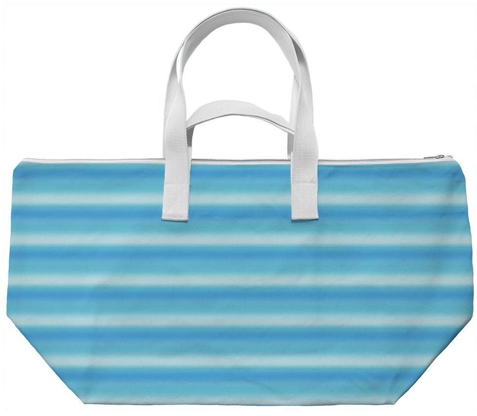 Blue Ombre Striped Weekend Bag