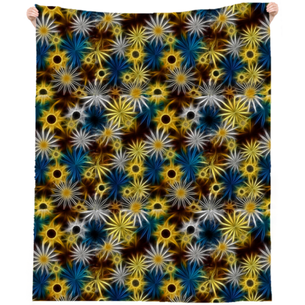 Blue and Yellow Daisies Beach Linen Throw