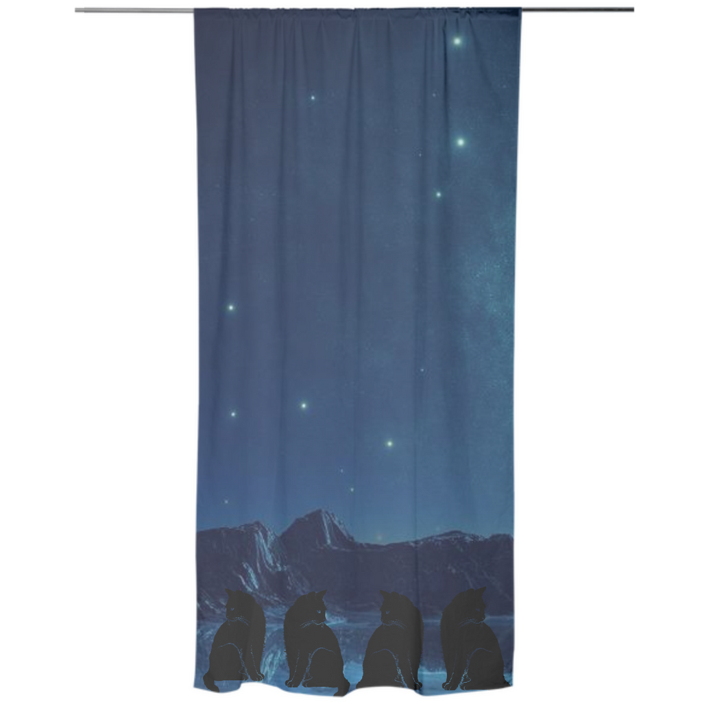 Cats & Night Sky Curtain