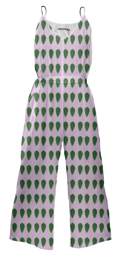 lilac print leaf print jumpsuit