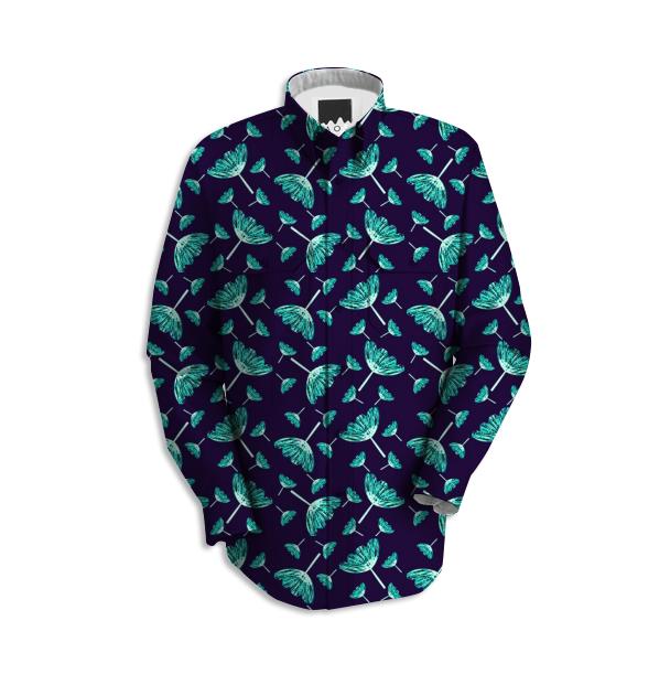 Floral blue and green mens shirt