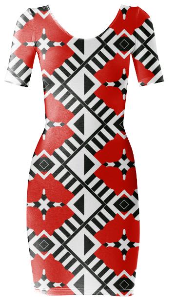 Monochrome bodycon dress in black and white