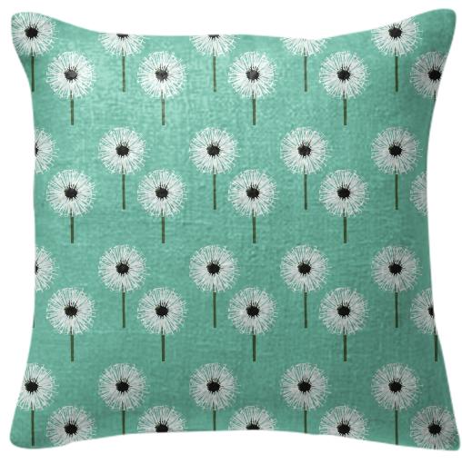 Dandelion floral pillow cushion