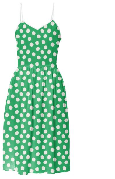 Green Cloud Polka Dot Summer Dress