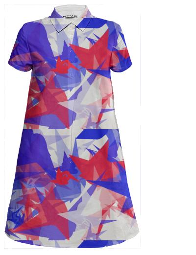 Red White Blue Mini Shirt Dress