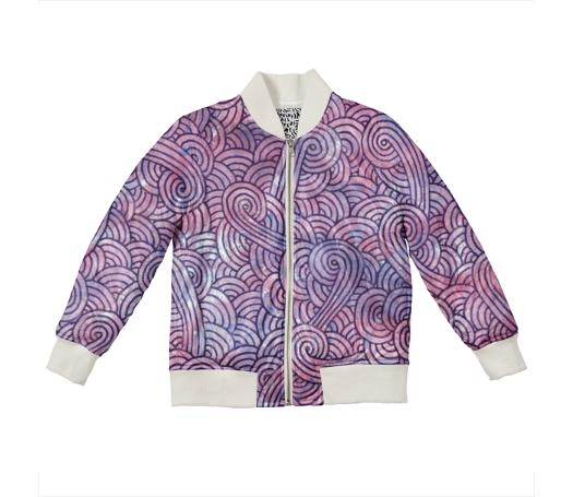 Purple swirls doodles Kids Bomber Jacket