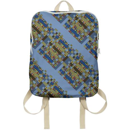 square blue backpack