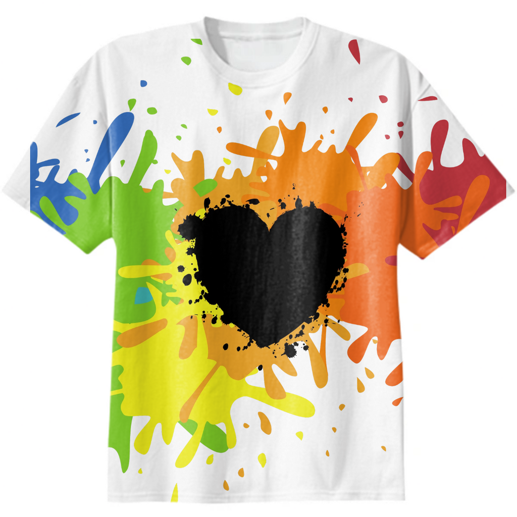 Black Heart On Colorful Background T-Shirt