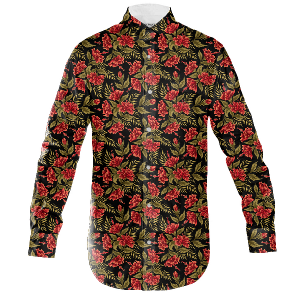 Hibiscus Floral - Red Black