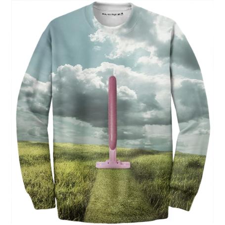 Surreal Conceptual Shaved Grass Ribbed Sweatshirt