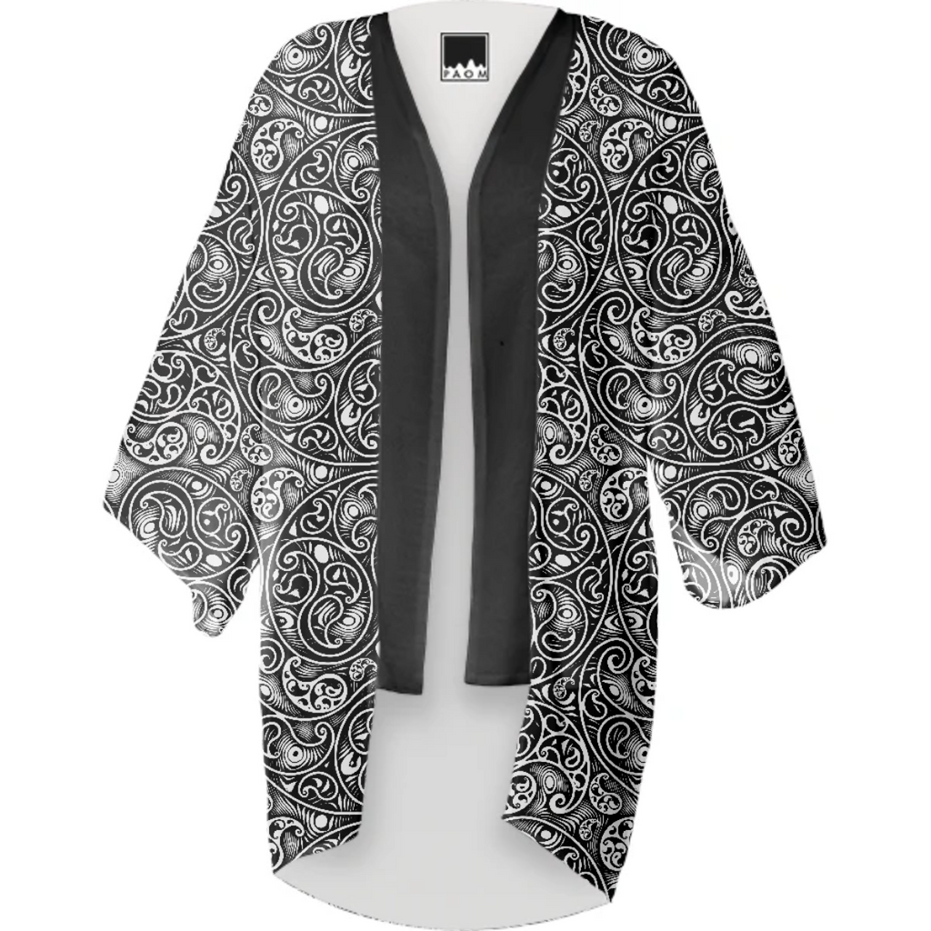 Black and White Paisley Swirls Spirals Pattern