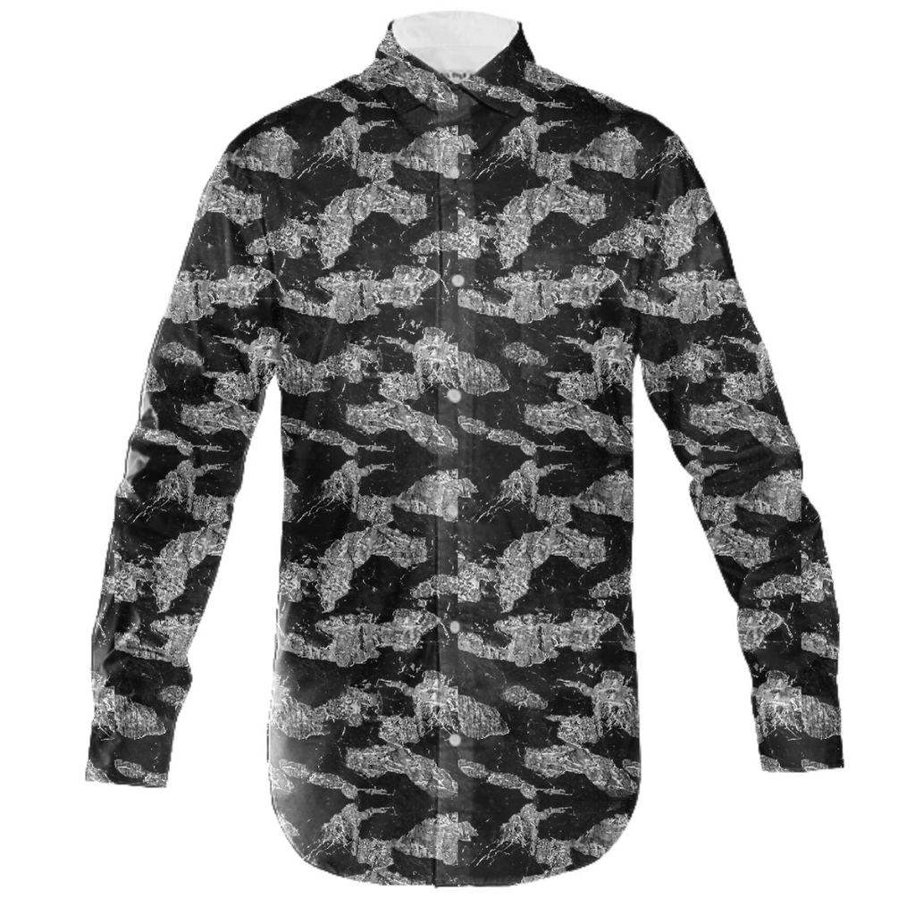 Black and White Camouflage Texture Print