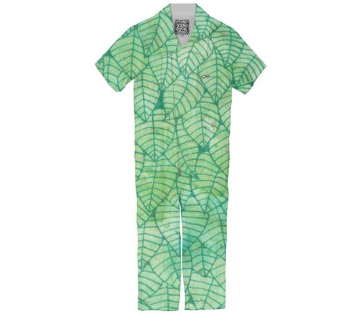 Green foliage Kids Jumpsuit