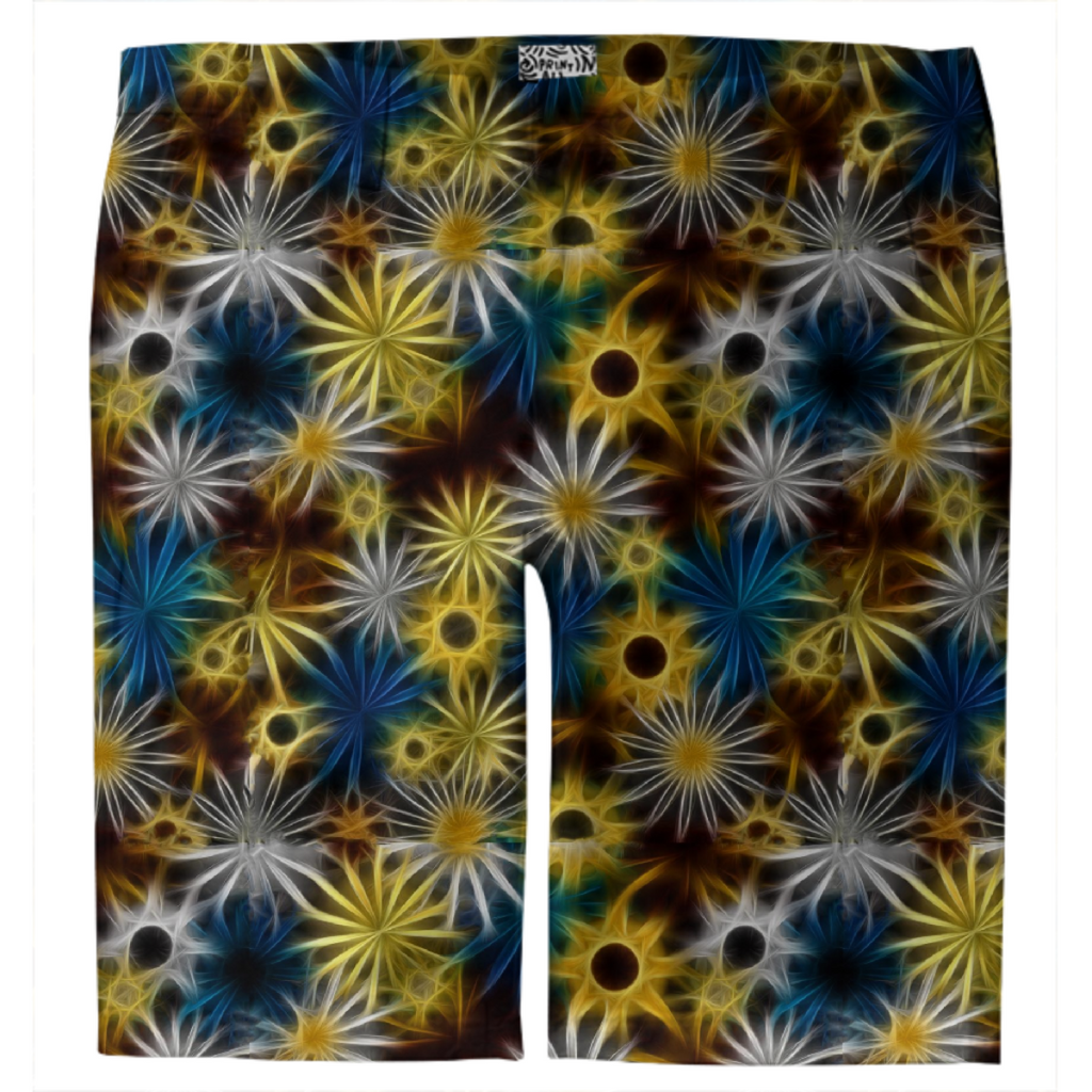 Blue and Yellow Daisies Trouser Shorts