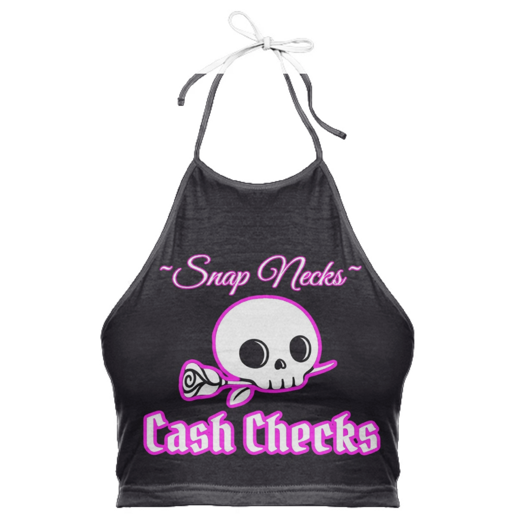 Snap Necks Cash Checks BLK Halter Top