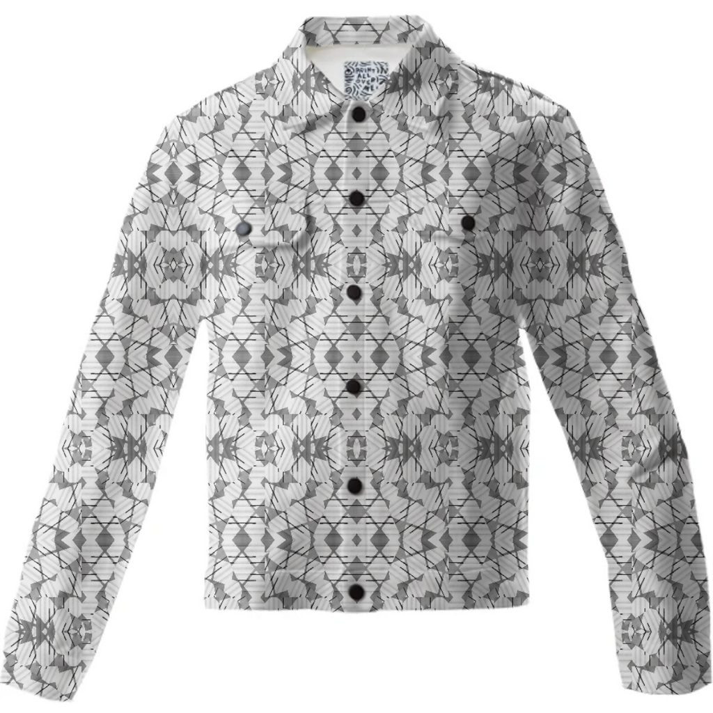 Grey and White Abstract Geometric Print