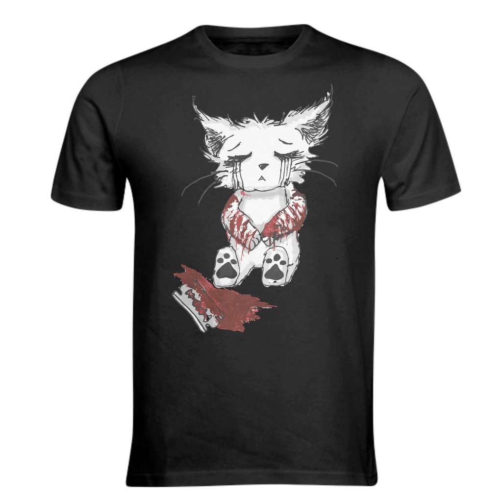 Gore bloody creepy horror kitty cat depression mental healt pain suffer sad shirt