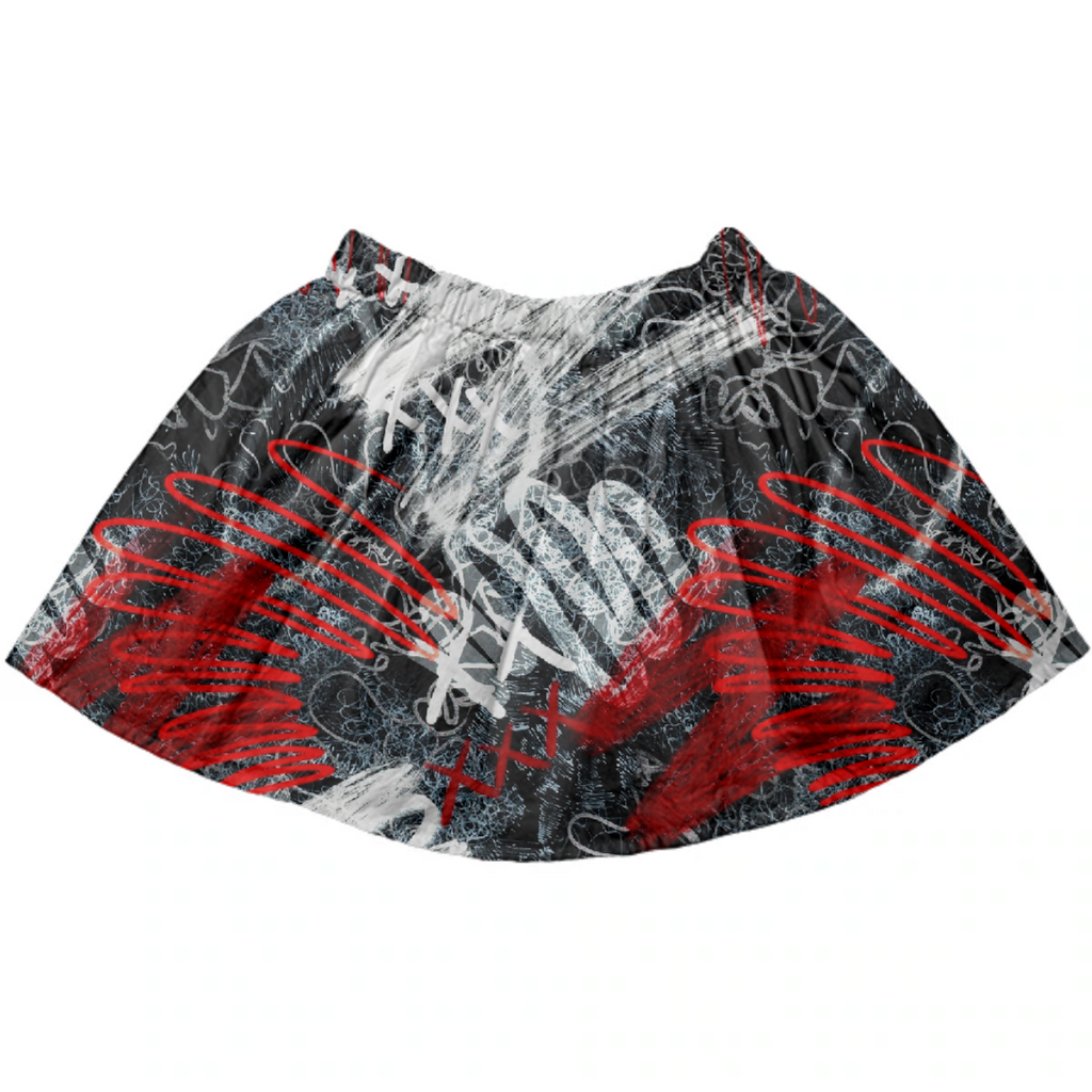Red-black pattern in trash polka style with scribbles