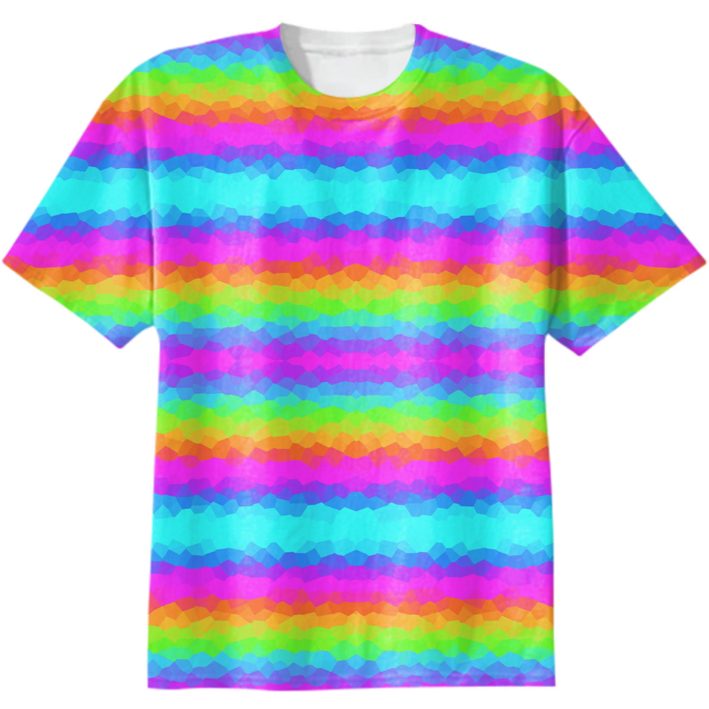 Rainbow Shapes Stripes T Shirt